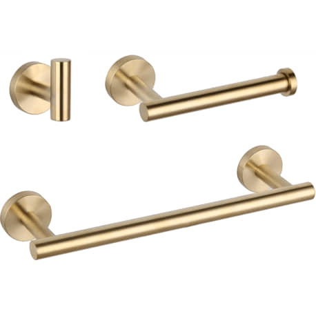 Accesorios de baño en dorado cepillado de acero inoxidable SUS304: Toallero + portarrollos + perch