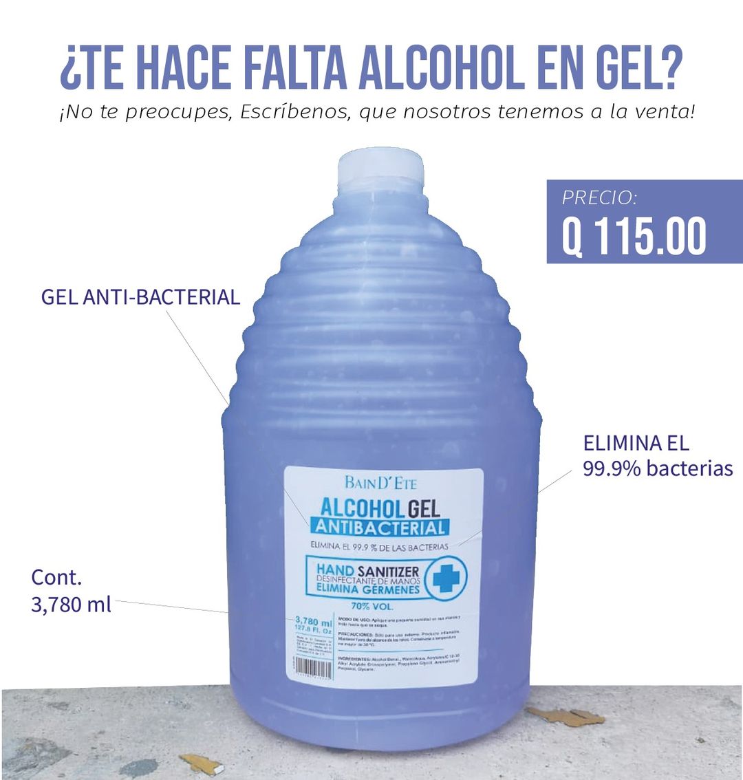 Pregunta por nuestro mínimo para envios!
 Escríbenos WhatsApp 4173-0263
Alcohol