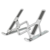 Soporte Plegable Para Notebook Marca Klip Xtreme Modelo Flexit De Aluminio Apto Para Equipos De 11" a 15.6" Color Plateado Clasico KAS-003