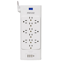 Regleta Marca Forza Modelo FSP-1221USBCW Con 12 Tomas 1 Puerto USB-C 3 Puertos USB-A Color Blanco Capacidad De 2700 Joules