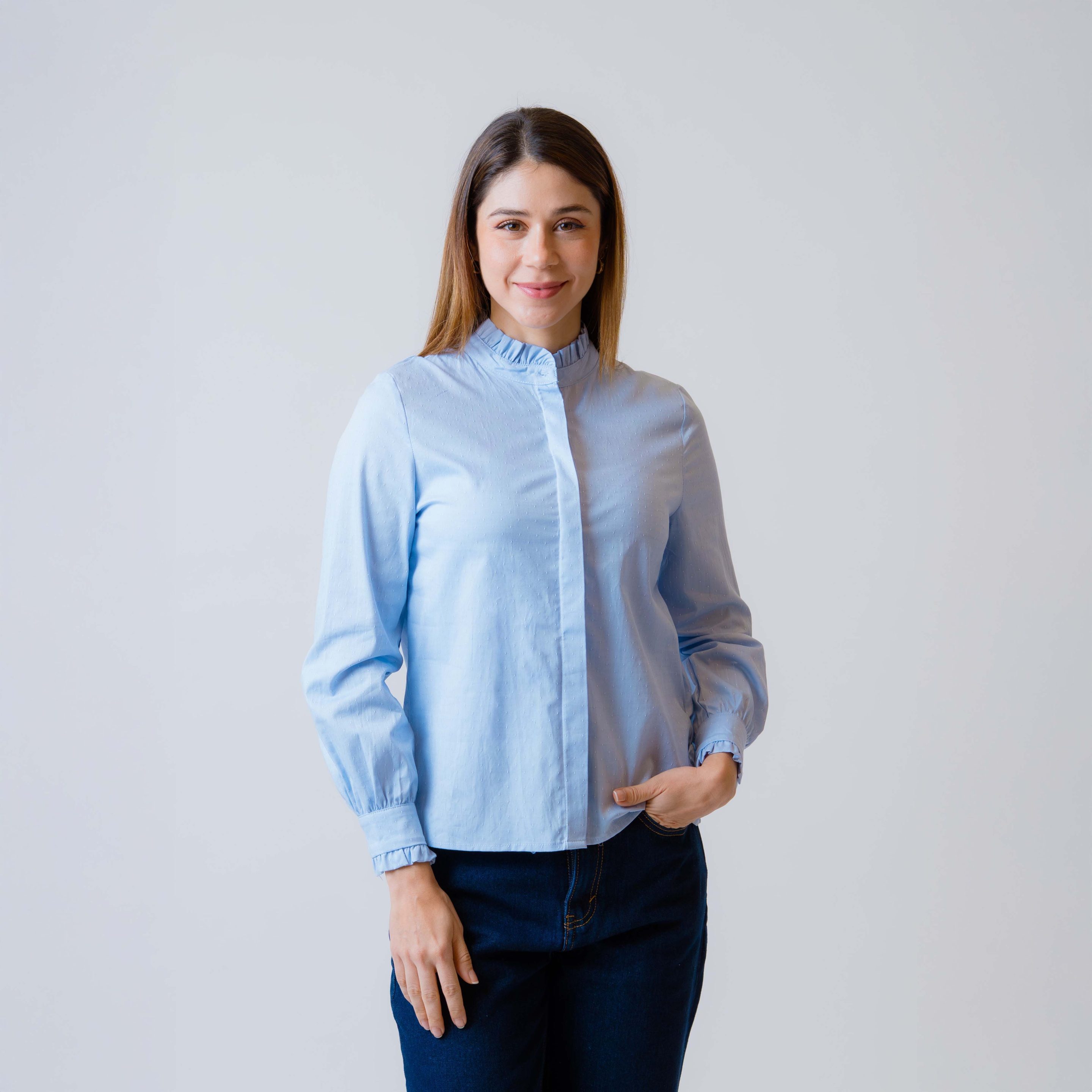 Camisa M/L Cuello Con Vuelos