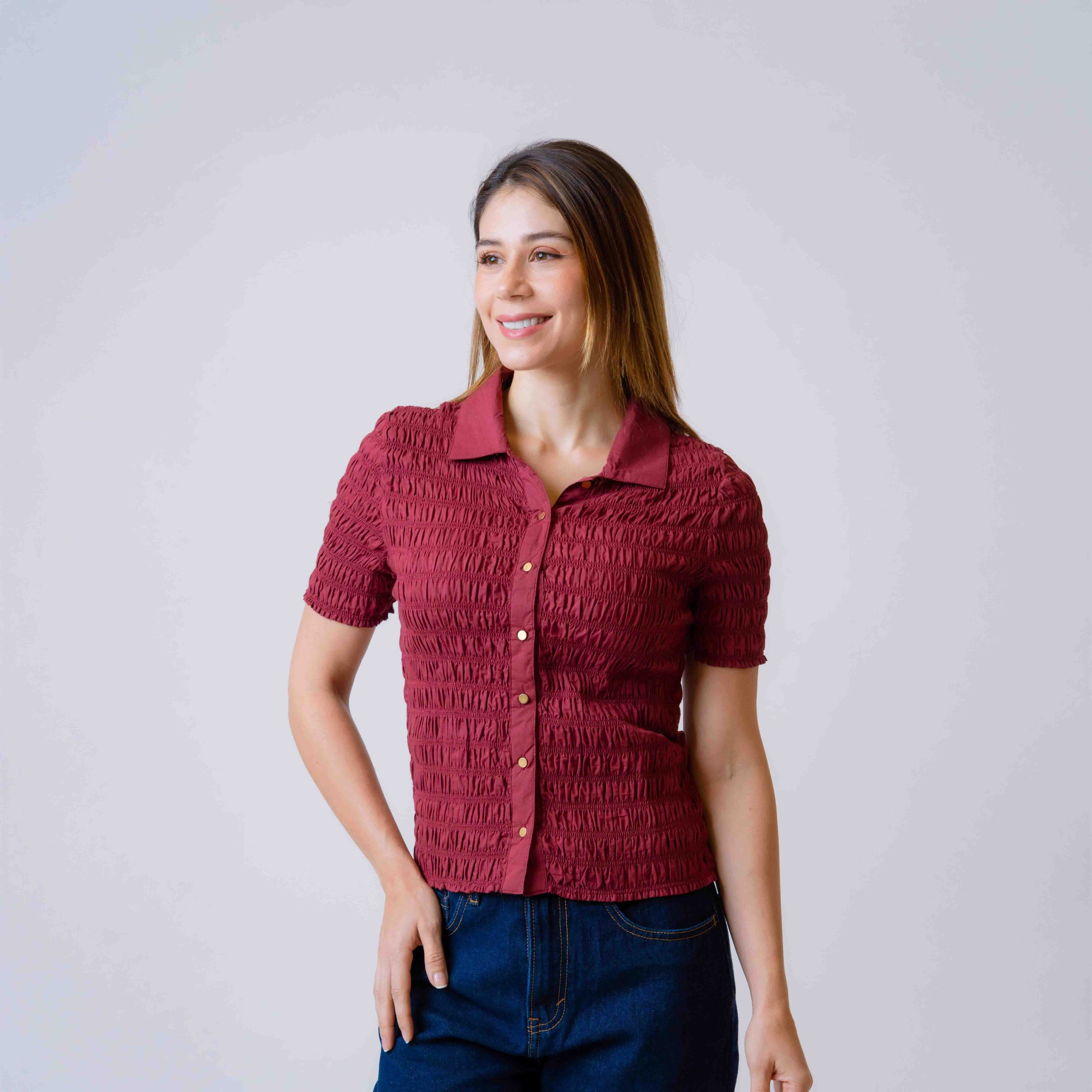 Camisa M3/4 Punto Smock