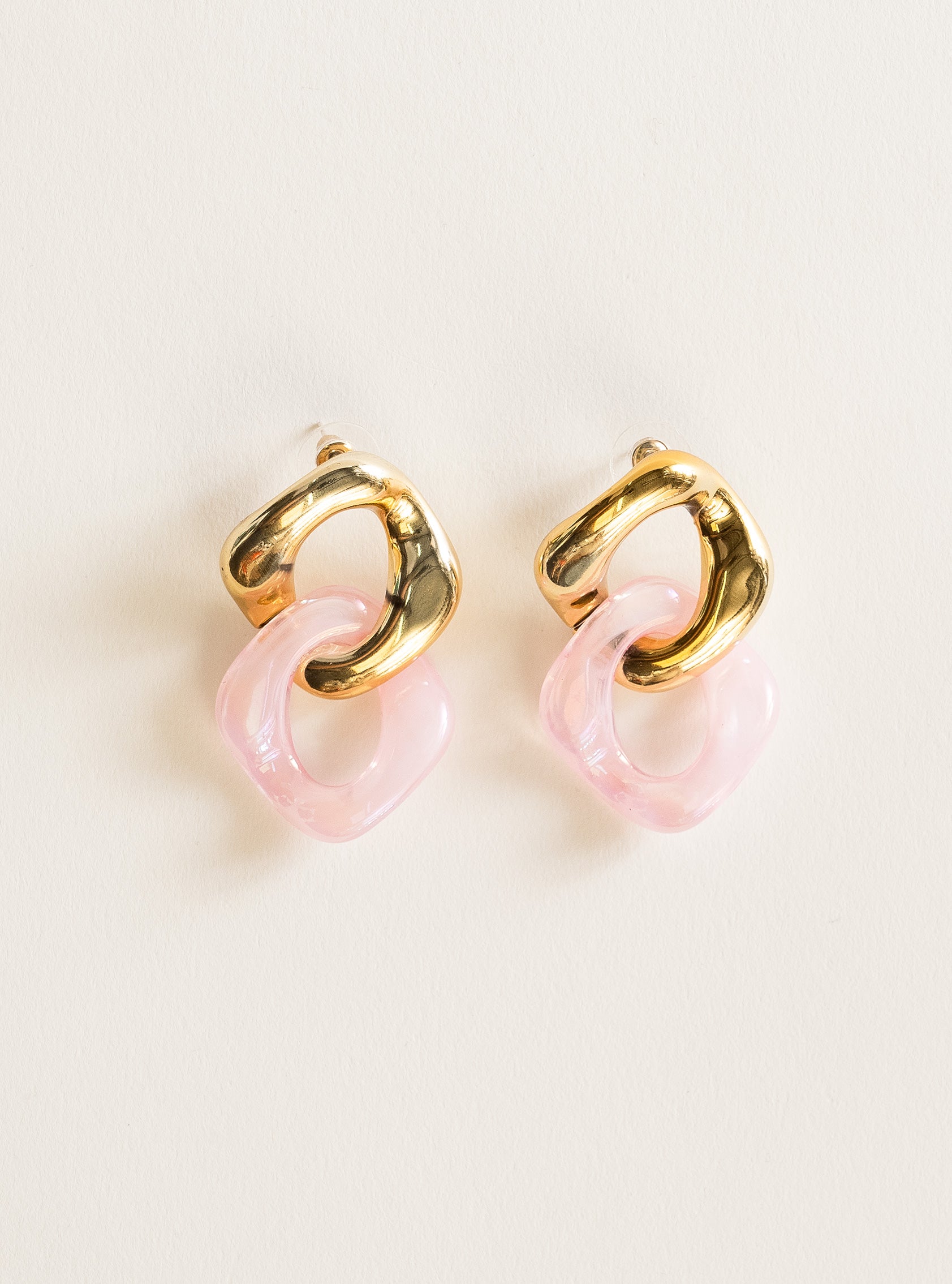 Link It Earrings, Rosado Pastel
