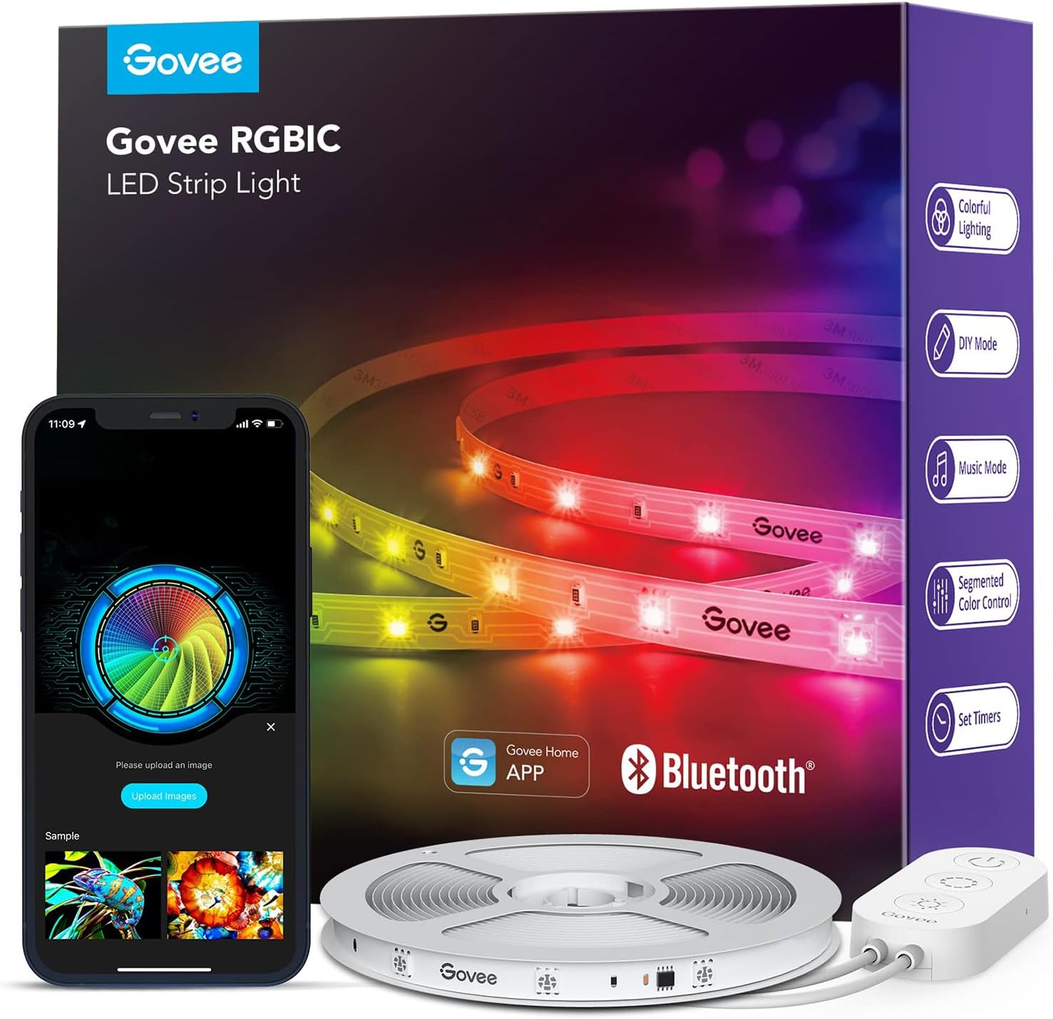 TIRA DE LUCES LED WIFI + BLUETOOTH RGBIC 5 METROS H619A1D1-Of-La