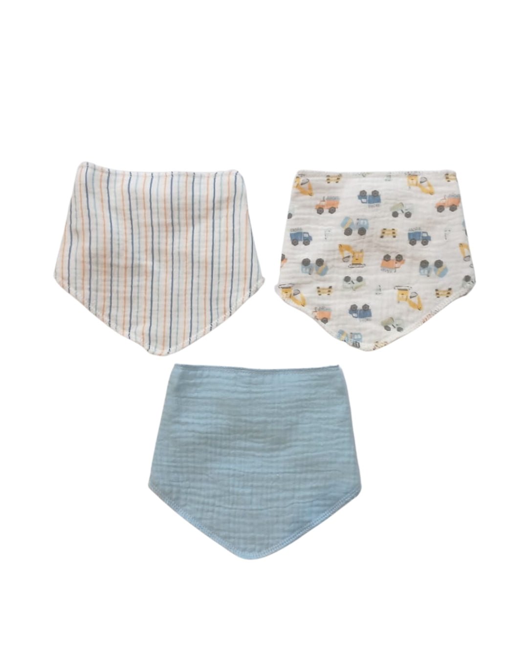 3PK de baberos Elephant and castle estilo bandana multicolor para niño