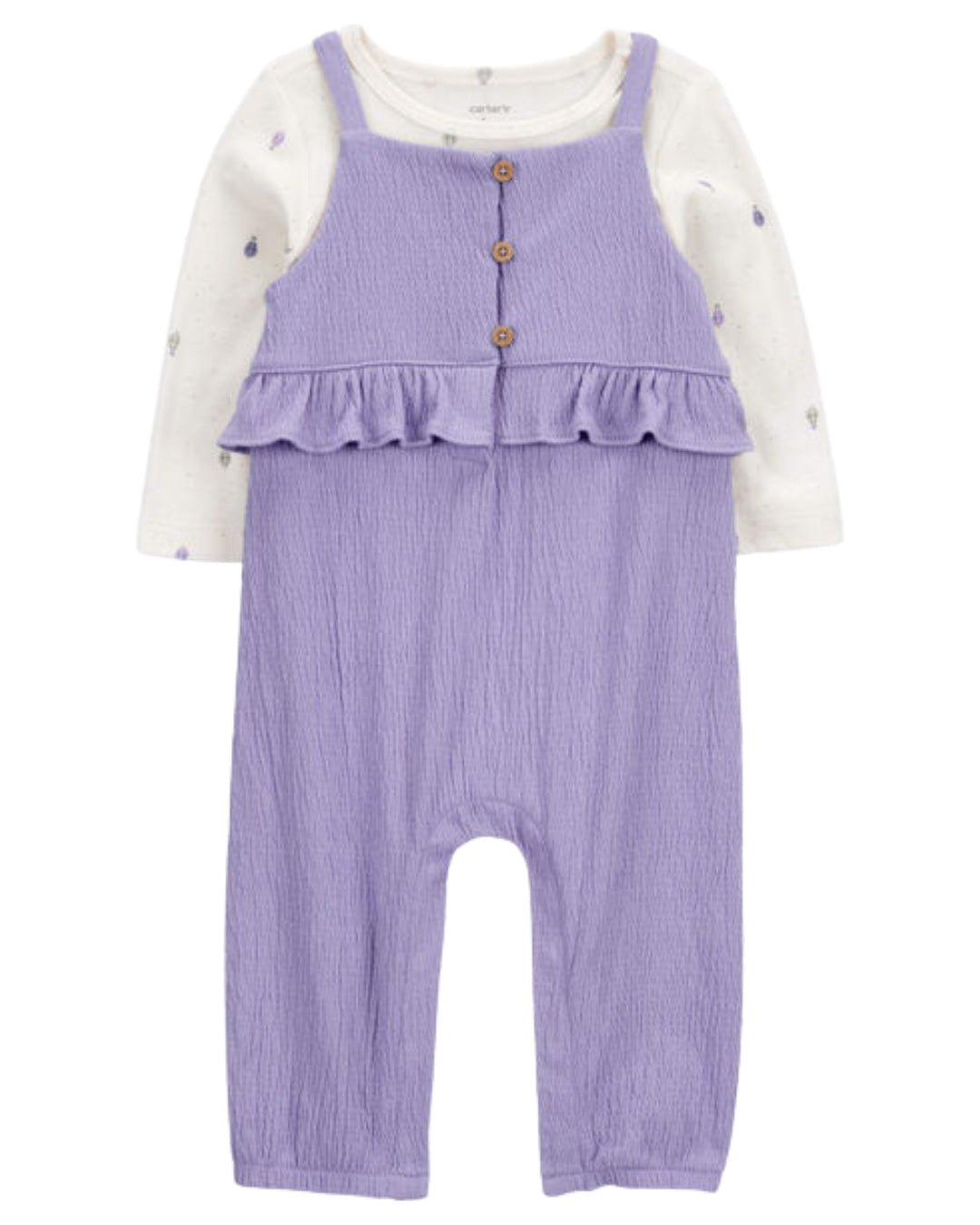 Conjunto Carters 2 piezas: overol con vuelitos y blusa manga larga multicolor para niña