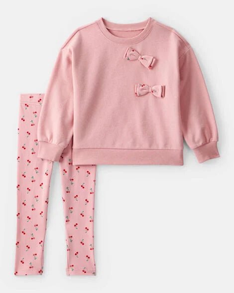 Conjunto Carters 2 piezas: sudadero con monitos y leggings estampado color rosado para niña