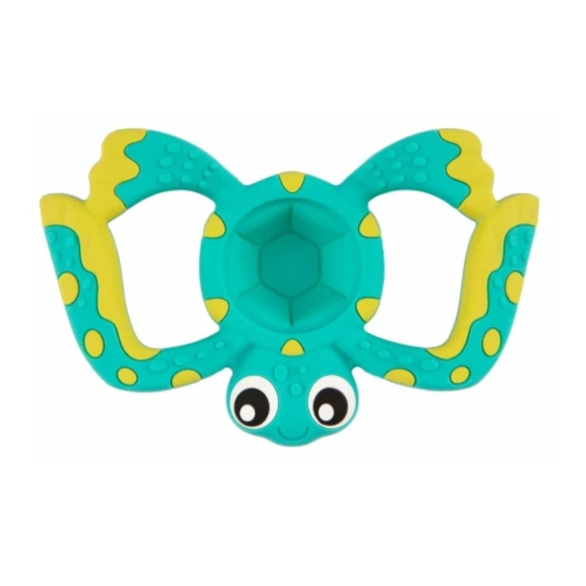 Mordedor de silicona Playgro, color aqua.
