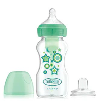 Pacha de Transición Verde 9oz. CA, mamón n3 y boquilla suave verde Dr Brown's