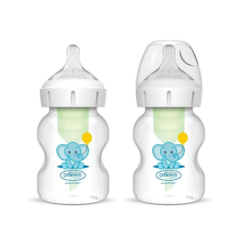 Pacha Options PLUS 5oz Cuello Ancho Diseño de Elefante, 2-pack