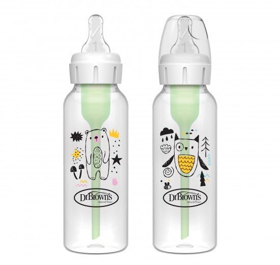 Pacha Options PLUS 8oz. Cuello Delgado Oso y Búho, 2-pack