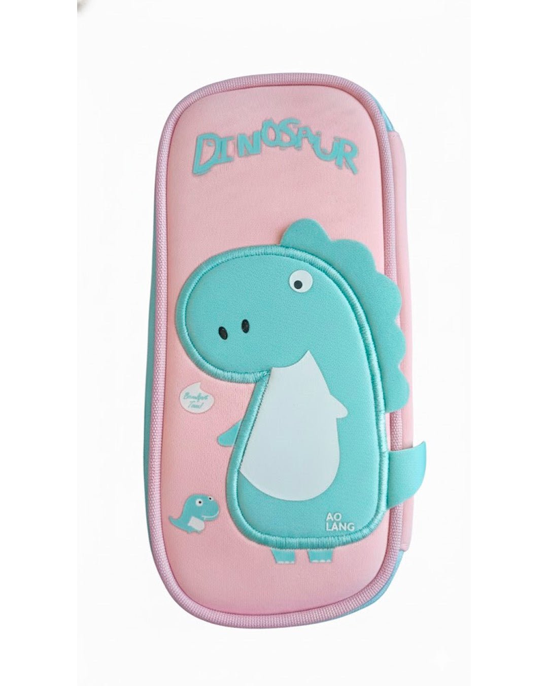 Portalápices Wolfy con diseño de dinosaurio color rosado