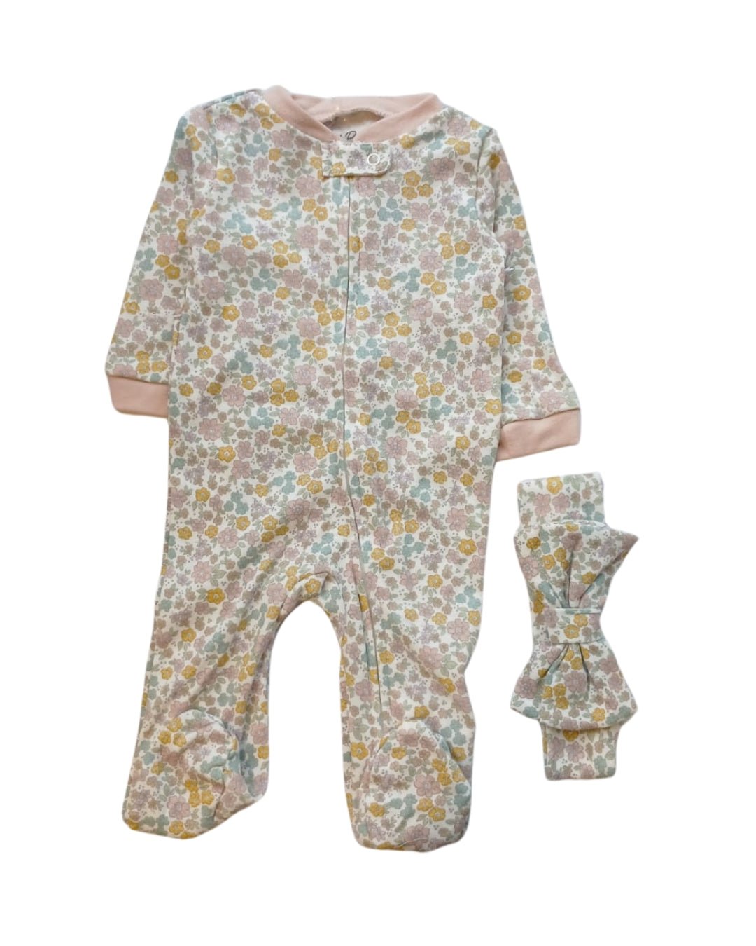 Set Chick Pea 2 piezas: pijama y accesorio para el cabello estampado floral multicolor para niña